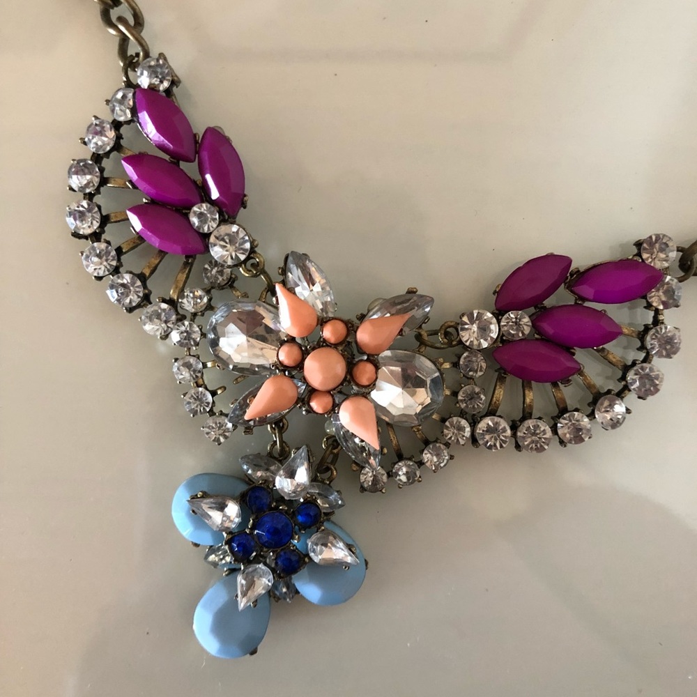 Multicolor Rhinestone Statement Necklace - Picture 2 of 5